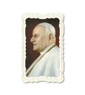 Confezione da 50 pezzi di: Santino in carta telata color avorio di Papa Giovanni XXIII