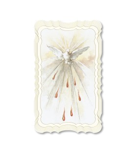 Confezione da 50 pezzi di: Santino in carta telata color avorio dello Spirito Santo