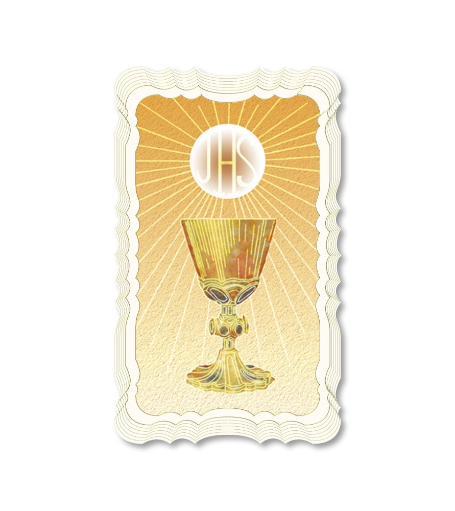 Confezione da 50 pezzi di: Santino in carta telata color avorio del Calice Liturgico Confezione da 50 pezzi di: Santino in carta telata color avorio del Calice Liturgico