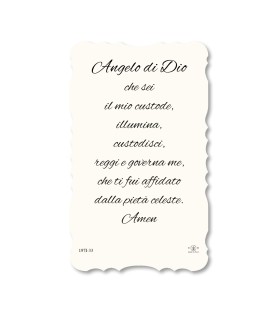 Confezione da 50 pezzi di:Santino dell'Angelo Custode. Stampato in carta pregiata con oro a caldo e preghiera a retro
