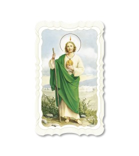 Confezione da 50 pezzi di:Santino di San Giuda. Stampato in carta pregiata con oro a caldo e preghiera a retro