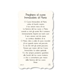 Confezione da 50 pezzi di:Santino del Cuore Immacolato di Maria. Stampato in carta pregiata con oro a caldo e preghiera a retro