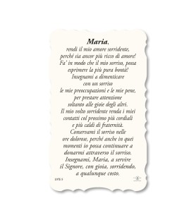 Confezione da 50 pezzi di:Santino della Madonna di Medjugorie. Stampato in carta pregiata con oro a caldo e preghiera a retro