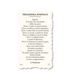 Confezione da 50 pezzi di:Santino di San Francesco d'Assisi. Stampato in carta pregiata con oro a caldo e preghiera a retro