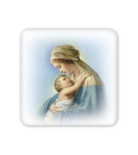 Quadretto in legno Madonna con bambino con scatola regalo