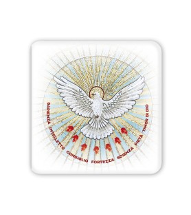 Quadretto in legno per la Cresima con lo Spirito Santo e i Sette Doni e scatola regalo