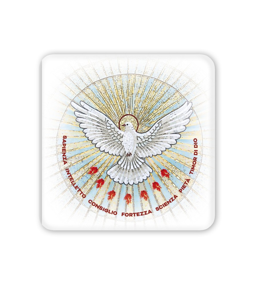 Quadretto in legno per la Cresima con lo Spirito Santo e i Sette Doni e scatola regalo Quadretto in legno per la Cresima con lo Spirito Santo e i Sette Doni e scatola regalo