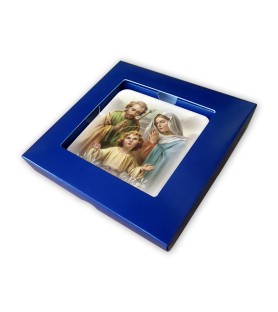 Quadretto in legno Sacra Famiglia con scatola regalo