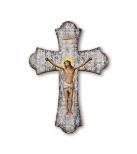 Croce vintage in legno della Crocefissione di Gesù