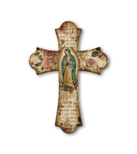 Croce vintage in legno della Madonna di Guadalupe