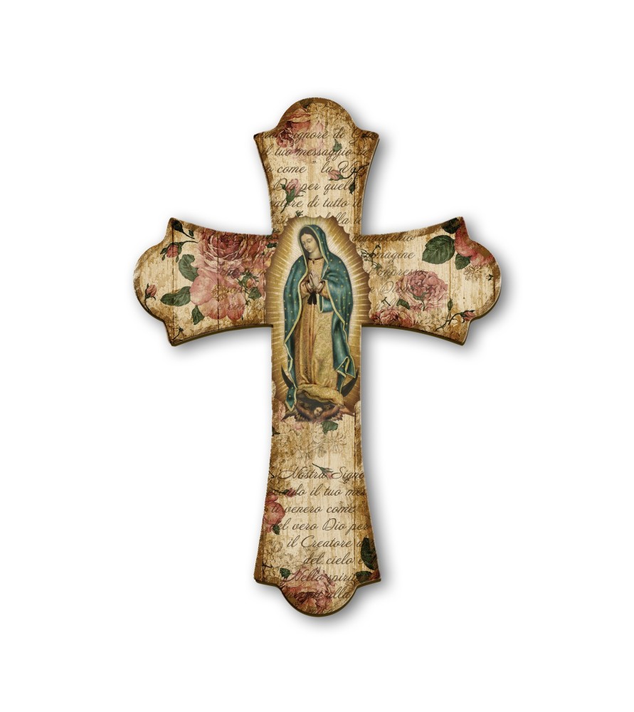 Croce vintage in legno della Madonna di Guadalupe Croce vintage in legno della Madonna di Guadalupe