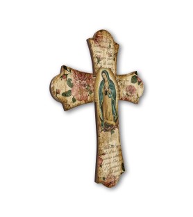 Croce vintage in legno della Madonna di Guadalupe