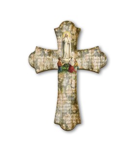 Croce vintage in legno della Madonna di Fatima