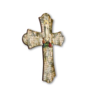 Croce vintage in legno della Madonna di Fatima
