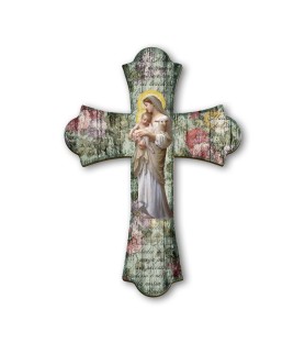 Croce vintage in legno della Madonna della Divina Innocenza