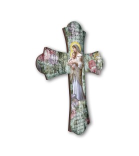 Croce vintage in legno della Madonna della Divina Innocenza