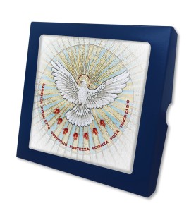 Quadretto in legno per la Cresima con lo Spirito Santo e i Sette Doni e scatola regalo