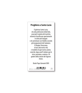 Pacco da 100 pezzi di: Santino Santa Lucia con preghiera