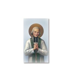 Pacco da 100 pezzi di: Santino San Giovanni Maria Vianney con preghiera