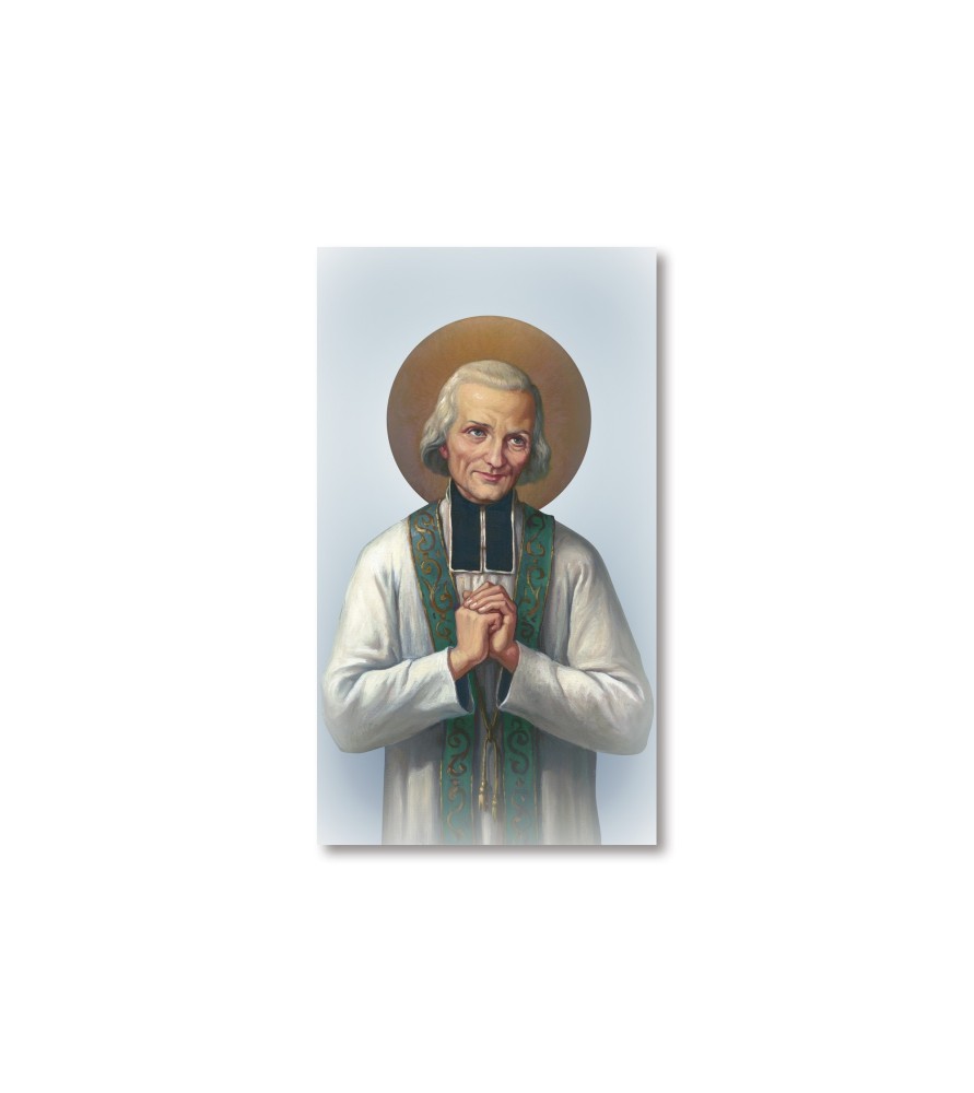 Pacco da 100 pezzi di: Santino San Giovanni Maria Vianney con preghiera