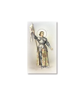 Pacco da 100 pezzi di: Santino Santa Giovanna d'Arco con preghiera