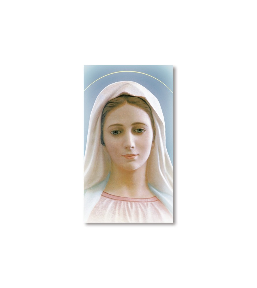 Pacco da 100 pezzi di: Santino Madonna di Medjugorje con preghiera