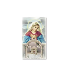 Pacco da 100 pezzi di: Santino Madonna del Santissimo Sacramento con preghiera
