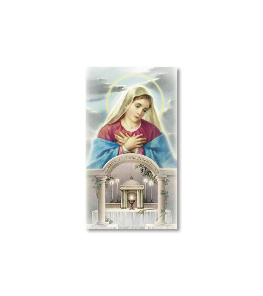Pacco da 100 pezzi di: Santino Madonna del Santissimo Sacramento con preghiera Pacco da 100 pezzi di: Santino Madonna del Santissimo Sacramento con preghiera