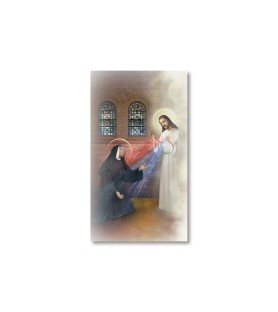 Pacco da 100 pezzi di: Santino Apparizione di Gesù Misericordioso a Suor Faustina con preghiera