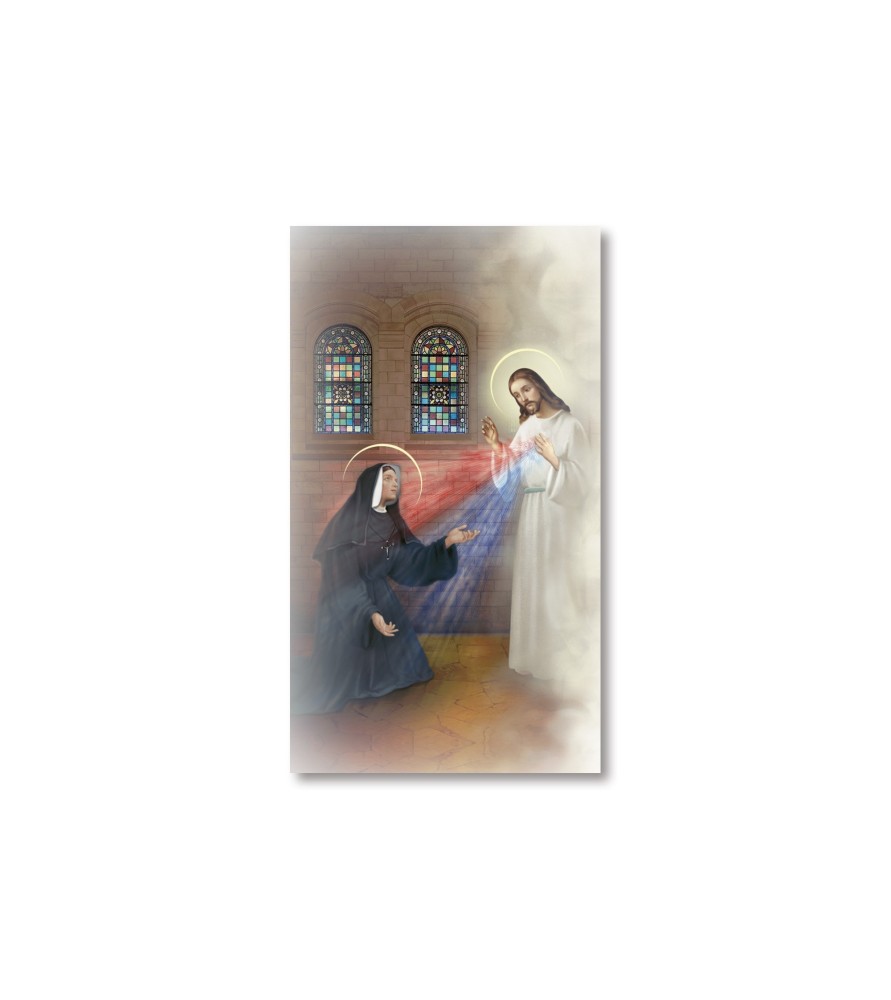 Pacco da 100 pezzi di: Santino Apparizione di Gesù Misericordioso a Suor Faustina con preghiera Pacco da 100 pezzi di: Santino Apparizione di Gesù Misericordioso a Suor Faustina con preghiera