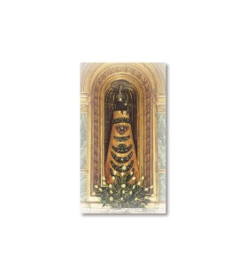 Pacco da 100 pezzi di: Santino Statua della Madonna di Loreto con preghiera