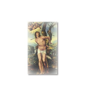 Pacco da 100 pezzi di: Santino San Sebastiano con preghiera