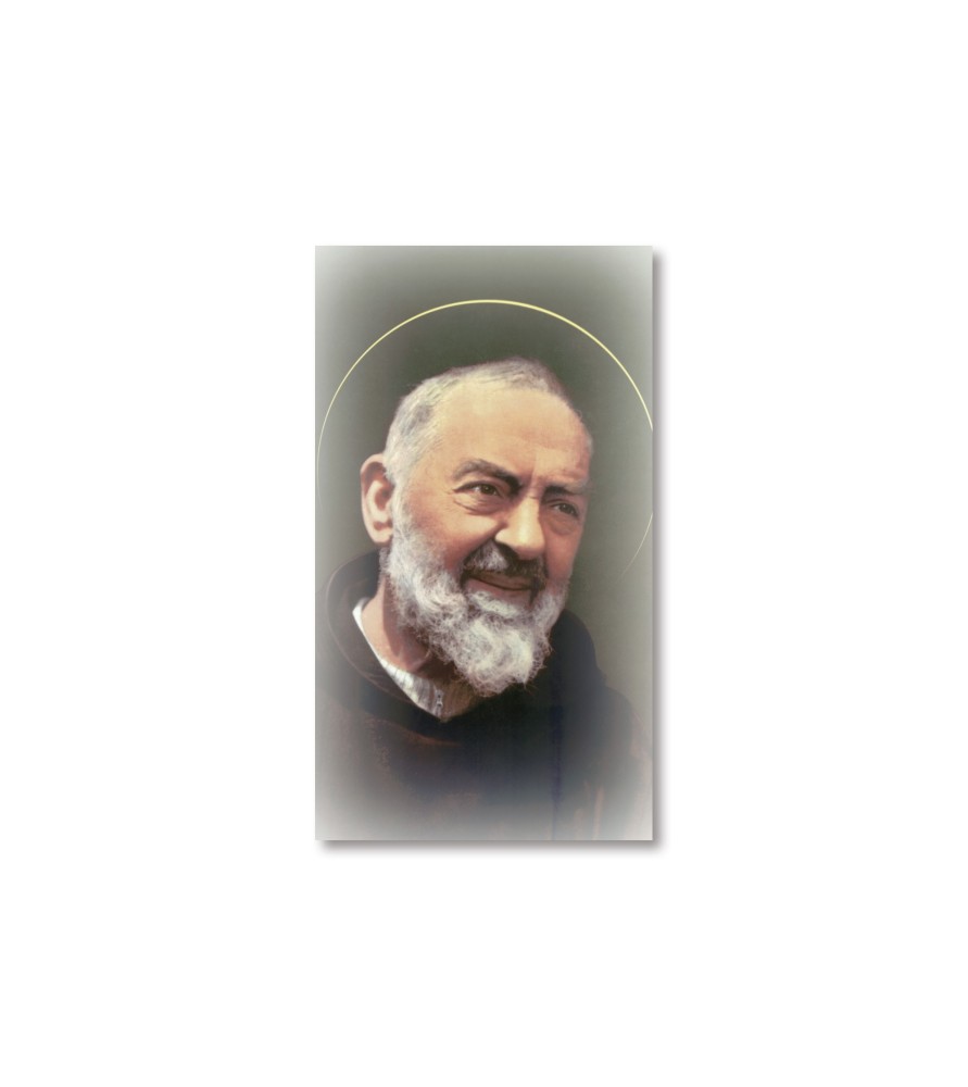 Pacco da 100 pezzi di: Santino Padre Pio con preghiera