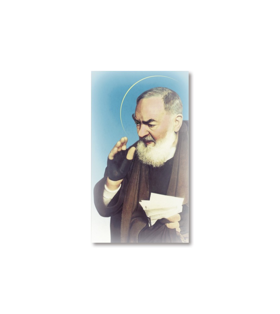 Pacco da 100 pezzi di: Santino Padre Pio con preghiera
