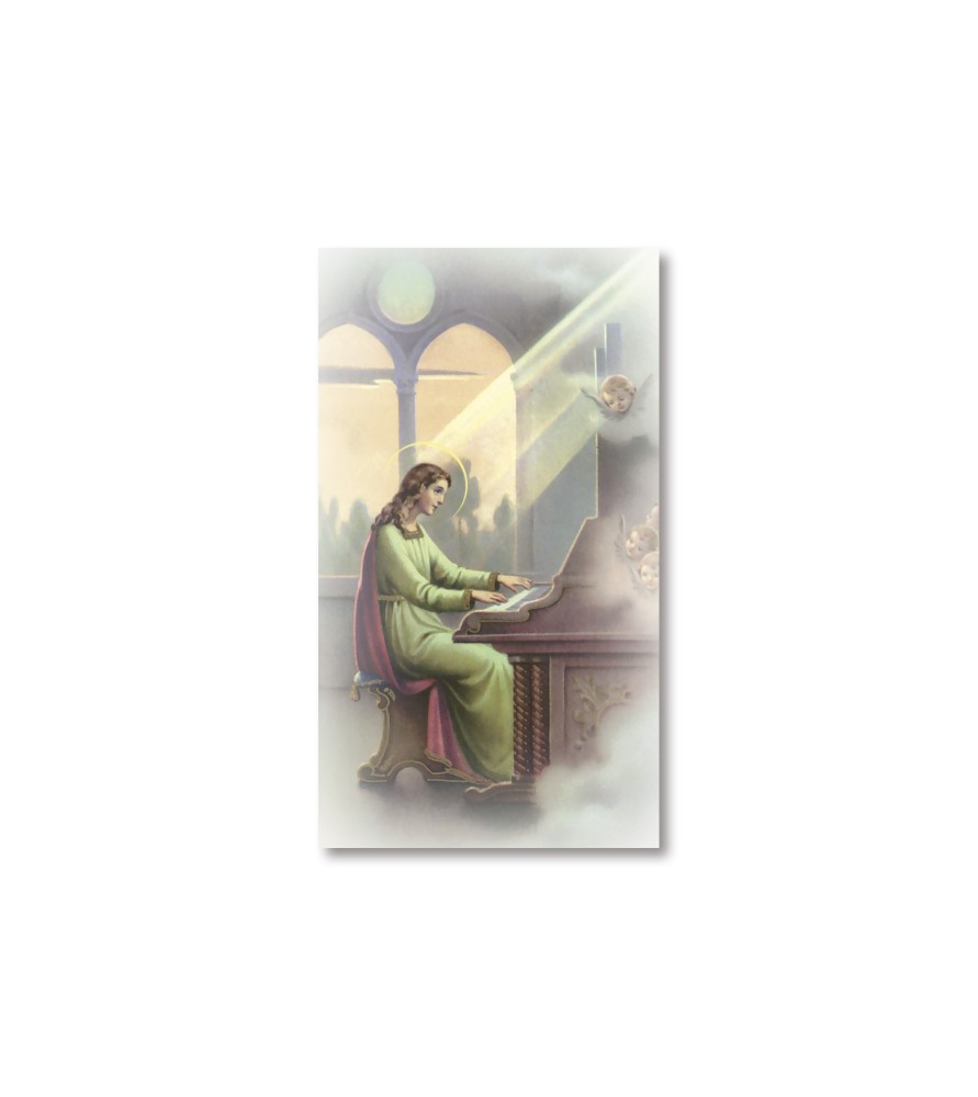 Pacco da 100 pezzi di: Santino Santa Cecilia con preghiera Pacco da 100 pezzi di: Santino Santa Cecilia con preghiera