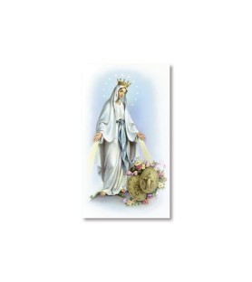 Pacco da 100 pezzi di: Santino Madonna Incoronata con preghiera