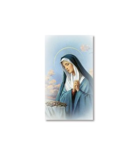 Pacco da 100 pezzi di: Santino Madonna Addolorata con preghiera