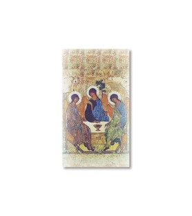 Pacco da 100 pezzi di: Santino Icona della Trinità di Rublev con preghiera