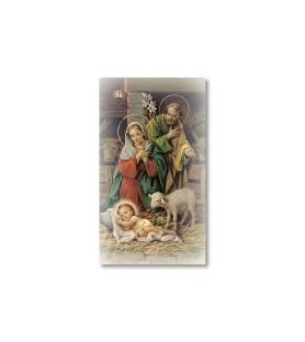 Pacco da 100 pezzi di: Santino Natività con preghiera
