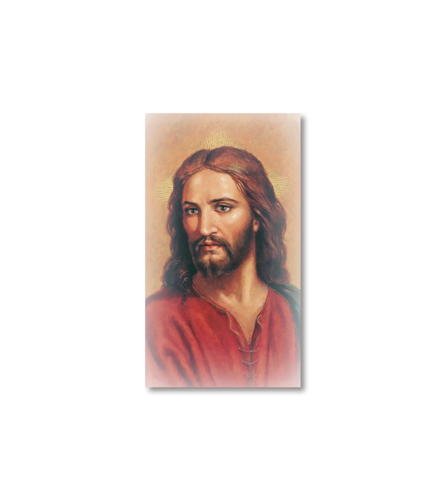 Pacco da 100 pezzi di: Santino volto di Cristo con preghiera