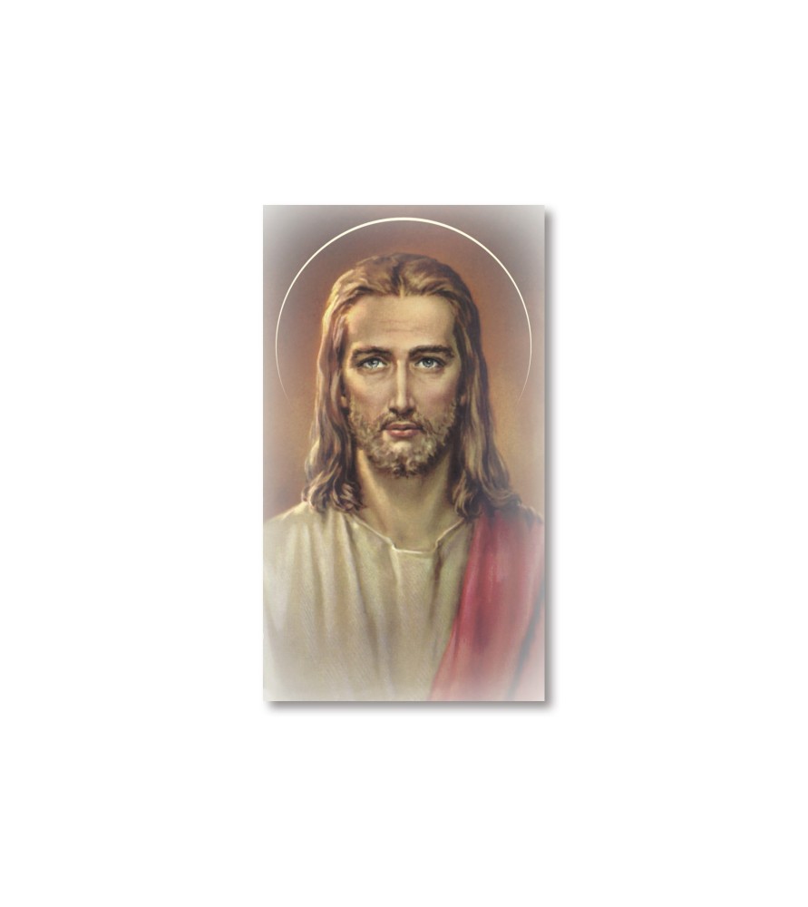 Pacco da 100 pezzi di: Santino Volto di Cristo con preghiera