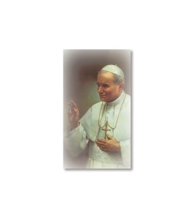 Pacco da 100 pezzi di: Santino papa Giovanni Paolo II con preghiera