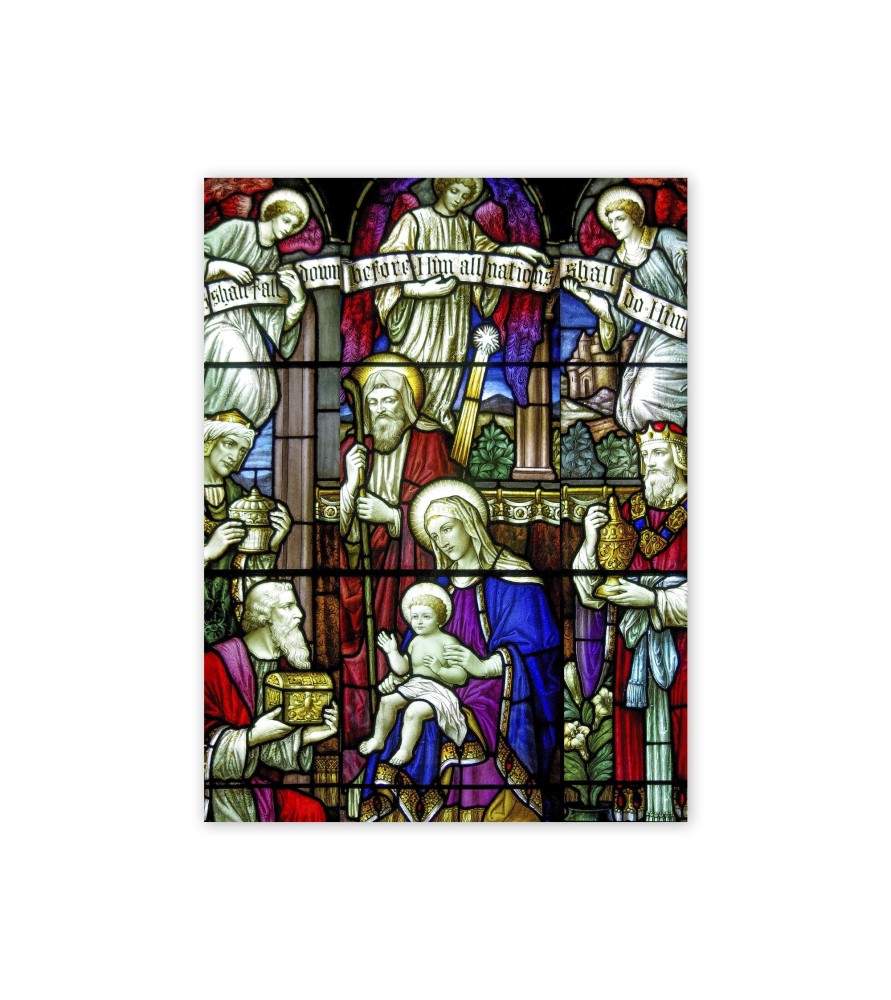Vetrata adesiva trasparente rimovibile dell'adorazione dei Magi Vetrata adesiva trasparente rimovibile dell'adorazione dei Magi