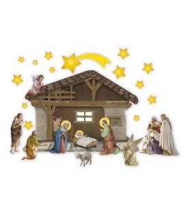 Presepe componibile stampato su materiale adesivo nanotecnologico senza colla