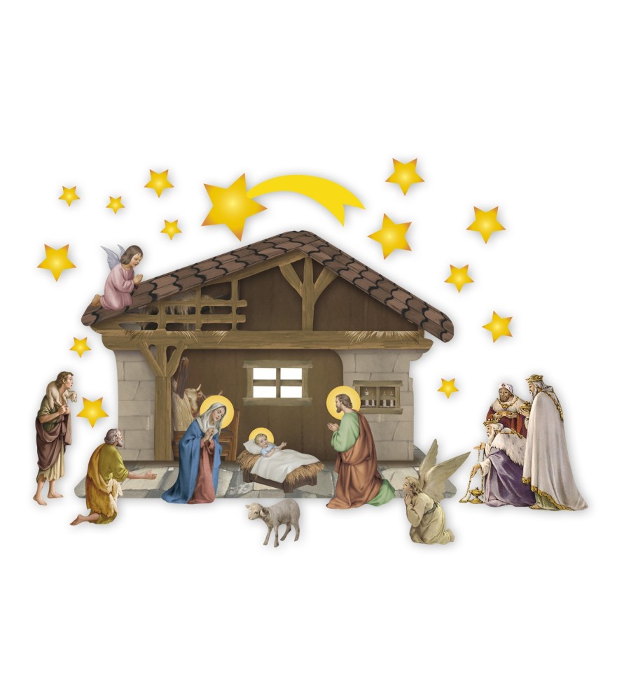 Presepe componibile stampato su materiale adesivo nanotecnologico senza colla Presepe componibile stampato su materiale adesivo nanotecnologico senza colla