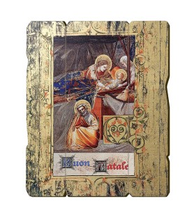 Quadro in legno sagomato stile vintage con la Natività di Giotto