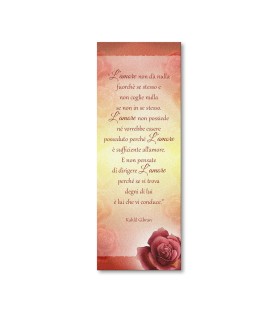 20 Segnalibri in pregiato cartoncino perlato con illustrazione floreale e la preghiera L'Amore di Kahlil Gibran