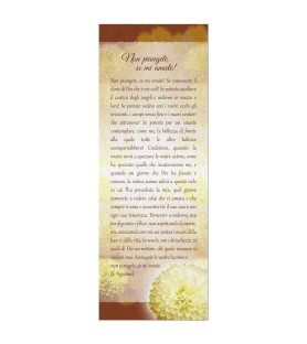 20 Segnalibri  in pregiato cartoncino perlato con illustrazione floreale e la preghiera Non Piangete, se mi amate!