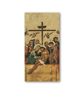 Pacchetto da 100 pezzi di:Segnalibro con oro a caldo dell'icona della deposizione di Cristo dalla Croce