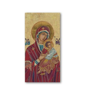 Pacchetto da 100 pezzi di:Segnalibro con oro a caldo della Madonna del Pepetuo Soccorso